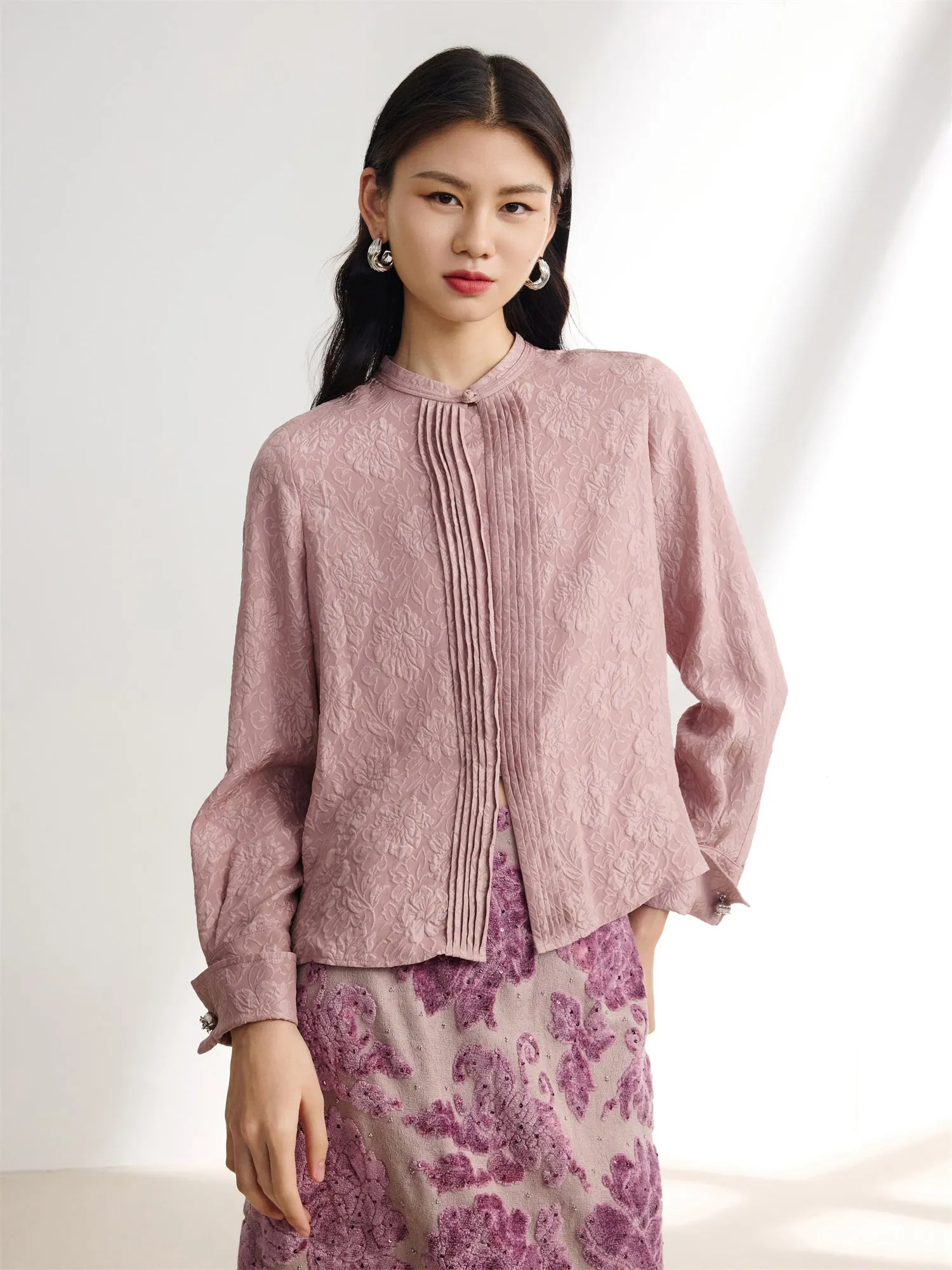 EP YAYING Silk Chinese Style Shirt
