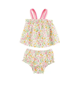 FLORAL PINAFORE SET 3-6M