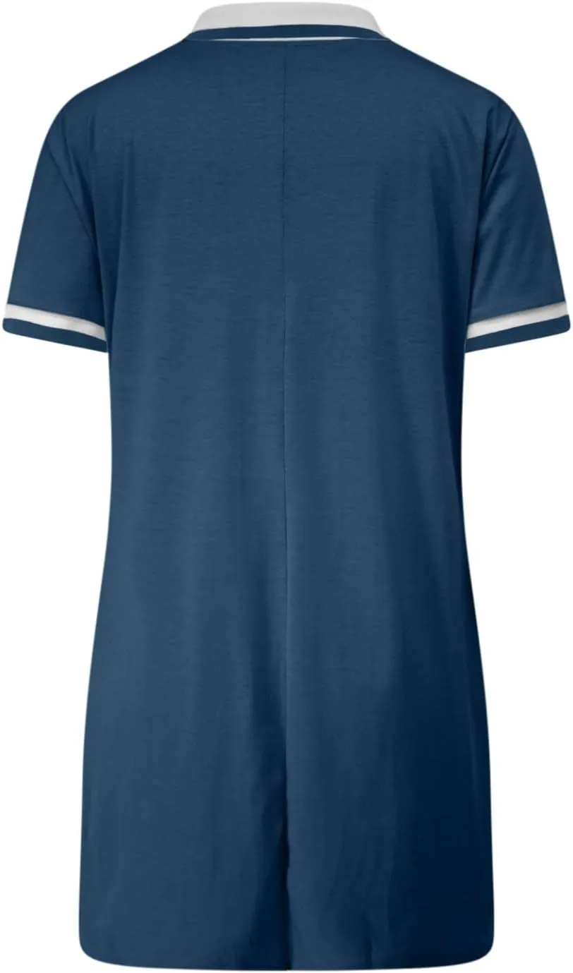 JOAU Women's Polo Dresses Color Block Short Sleeve V Neck 2025 Casual Summer Tennis Golf Mini T-Shirt Dress with Pockets