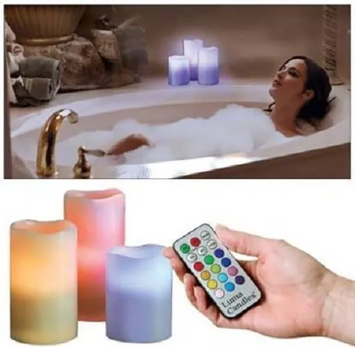 kesi 3 PCS Candles with Remote Control Real Wax flameless Timer Table lamp Candle with 12 Different Color Lights,Romantic Candle Colour Candle Diwali Home Decoration, Party, Events