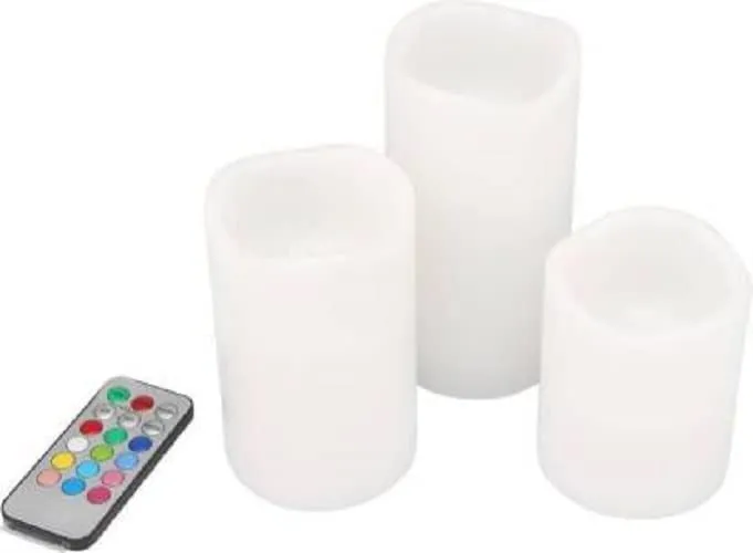 kesi 3 PCS Candles with Remote Control Real Wax flameless Timer Table lamp Candle with 12 Different Color Lights,Romantic Candle Colour Candle Diwali Home Decoration, Party, Events