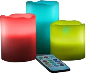 kesi 3 PCS Candles with Remote Control Real Wax flameless Timer Table lamp Candle with 12 Different Color Lights,Romantic Candle Colour Candle Diwali Home Decoration, Party, Events