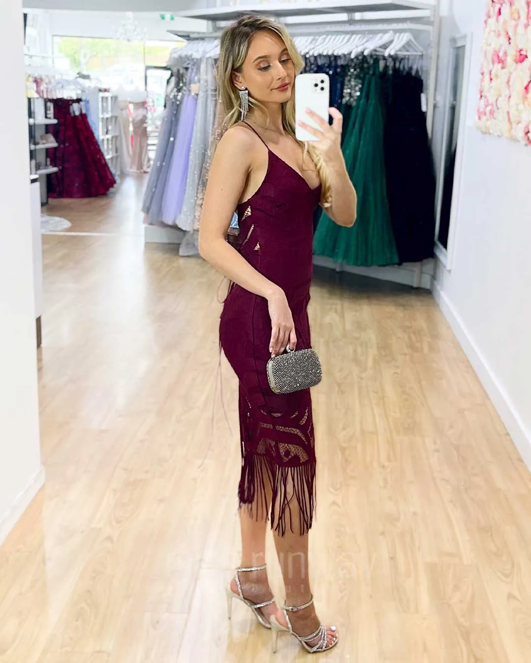 Khaleesi Lace Midi Dress - Mulberry