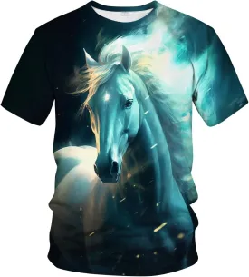 LAOLIUSN Men's Horse T-Shirt- Animal Theme, Realistic Graphic Tee Shirt