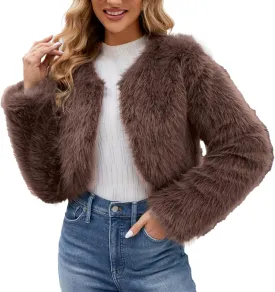 LCMTWX Faux Fur Coat Women Fashion Faux Superficial Knowledge Long Sleeve Fleece Shaggy Lightweight Fall Faux Fur Ken Fur