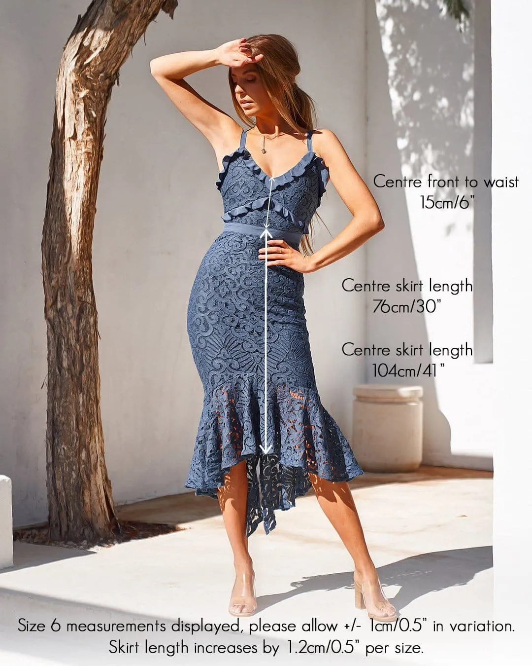 Leanne Lace Midi Dress - Navy