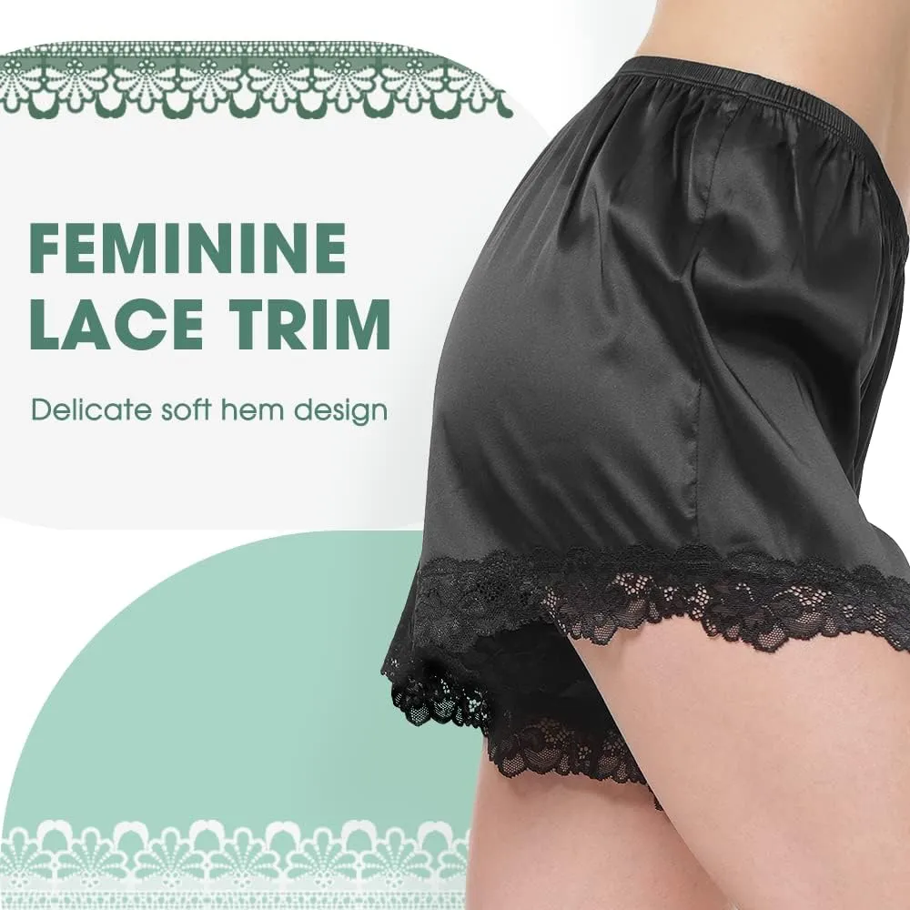 MANCYFIT Culottes for Women Pettipants Slips Satin Bloomers Under Shorts for Dresses Lace Hem 4" Inseam