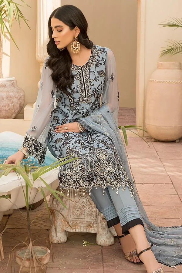 Maryam's Luxury Embroidered Vol-21 – D-10 Arctic Blue