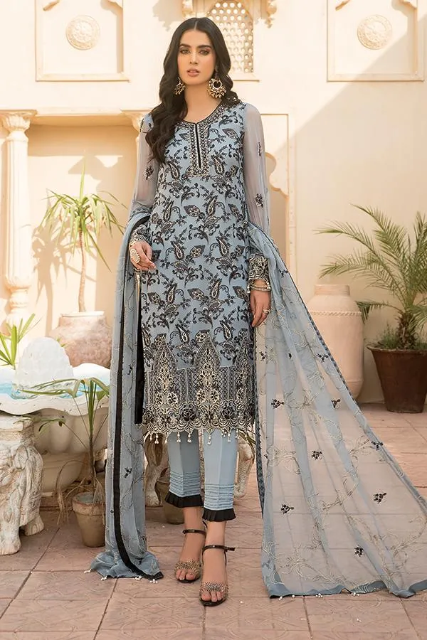 Maryam's Luxury Embroidered Vol-21 – D-10 Arctic Blue