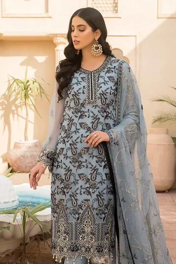Maryam's Luxury Embroidered Vol-21 – D-10 Arctic Blue