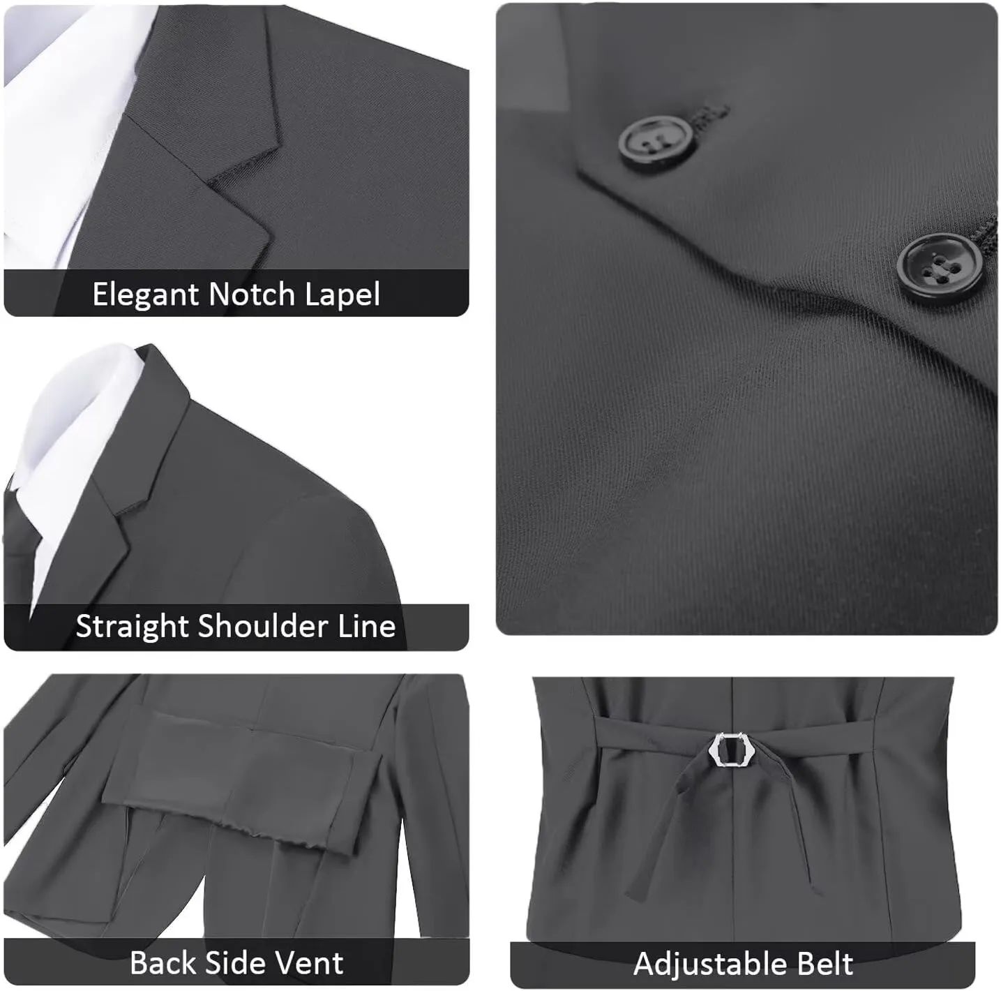 Men's Suit Slim Fit 3 Piece Suits for Men Two Button Blazer Jacket Vest Pants Tuxedo Set