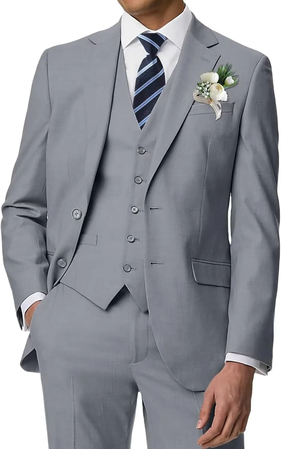 Men's Suit Slim Fit 3 Piece Suits for Men Two Button Blazer Jacket Vest Pants Tuxedo Set