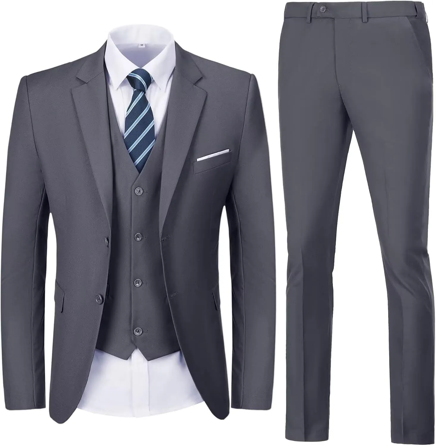 Men's Suit Slim Fit 3 Piece Suits for Men Two Button Blazer Jacket Vest Pants Tuxedo Set