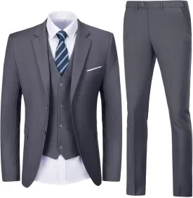 Men's Suit Slim Fit 3 Piece Suits for Men Two Button Blazer Jacket Vest Pants Tuxedo Set