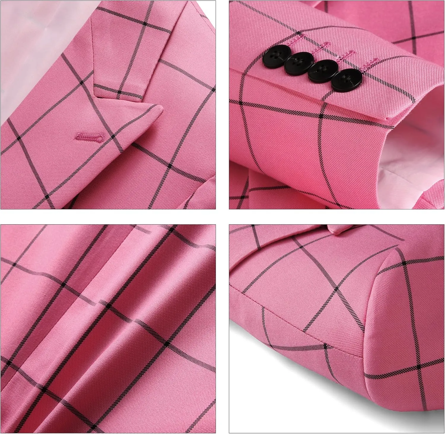 MOGU Men's Plaid Tuxedo Suit - Double Breasted 2-Piece Checkered Set with Suit Jacket and Pants for Prom and Wedding