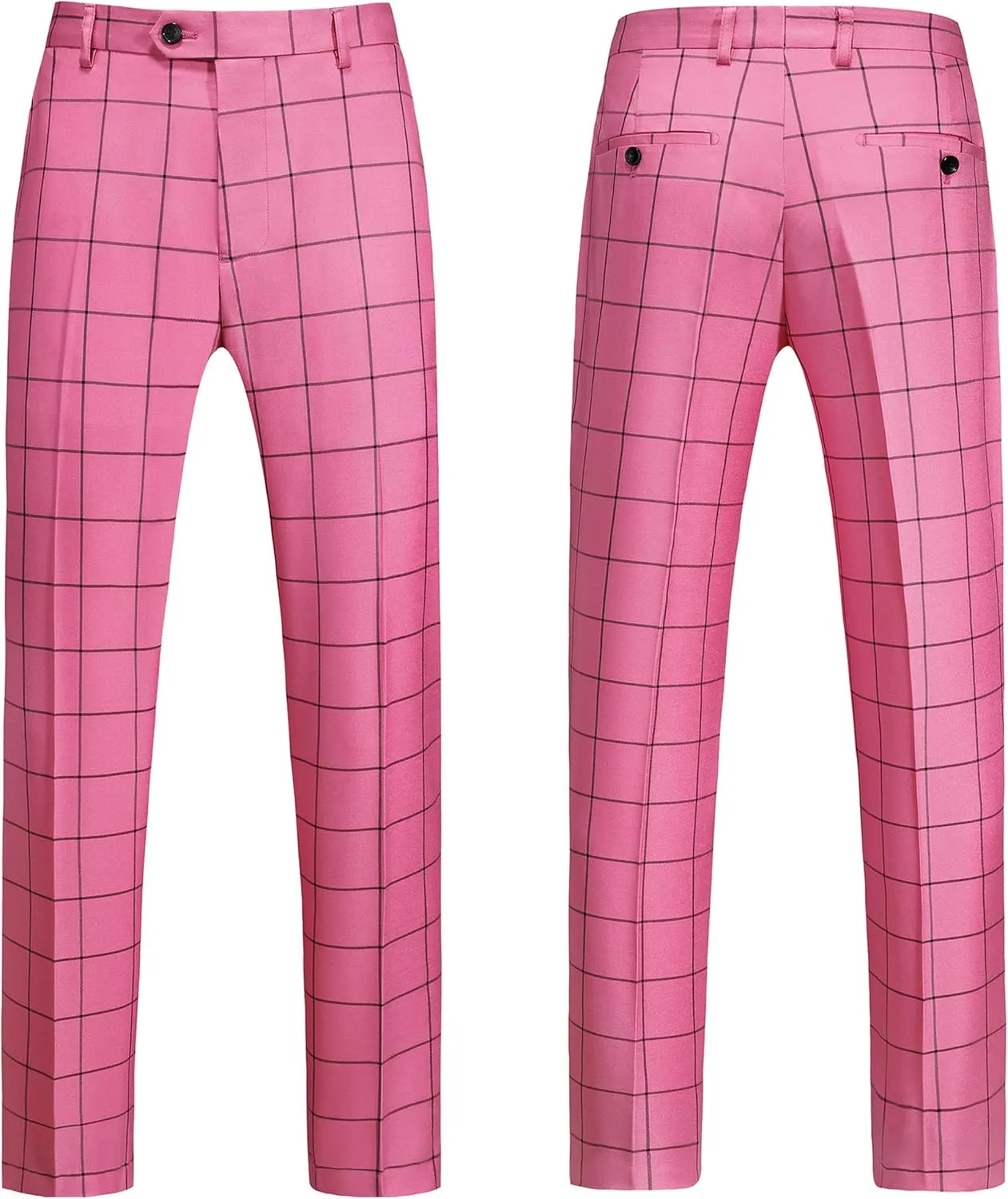 MOGU Men's Plaid Tuxedo Suit - Double Breasted 2-Piece Checkered Set with Suit Jacket and Pants for Prom and Wedding