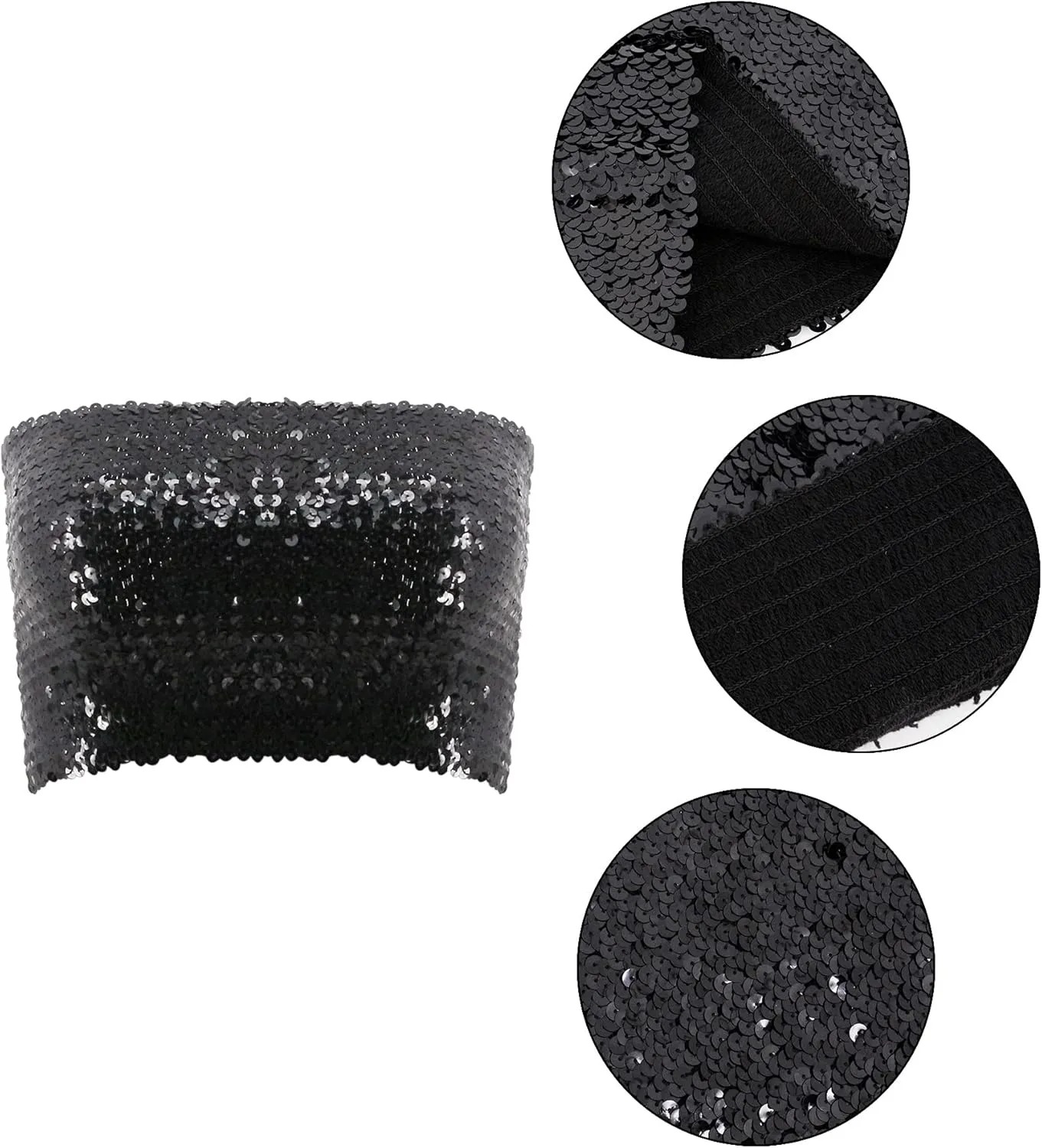 Naimo Women's Sparkly Bling Sequin Tube Top Sexy Stretchy Crop Top Party Costume Clubwear Camisoles