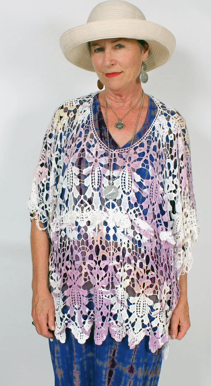 Ombre Dyed Cotton Crochet Lace Top Boho Hippie Goddess Gal