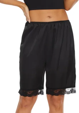 Pettipants for Women Lace Bloomers Satin Culotte Slip for Under Dress 9" Inseam