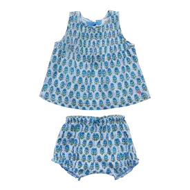 Pink Chicken Baby Jaipur 2pc Set - Sky Block Floral Print