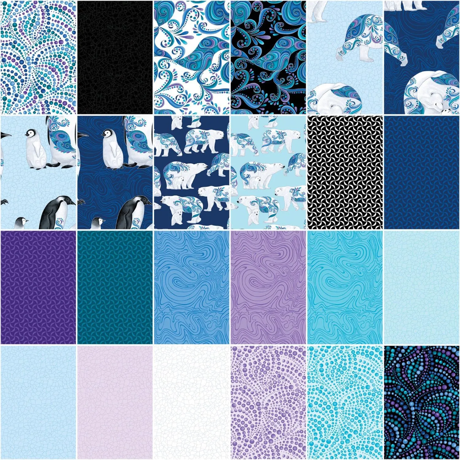 Polar Attitude Fat Quarter Box w/Pearlescent by Ann Lauer for Benartex (80pcs)