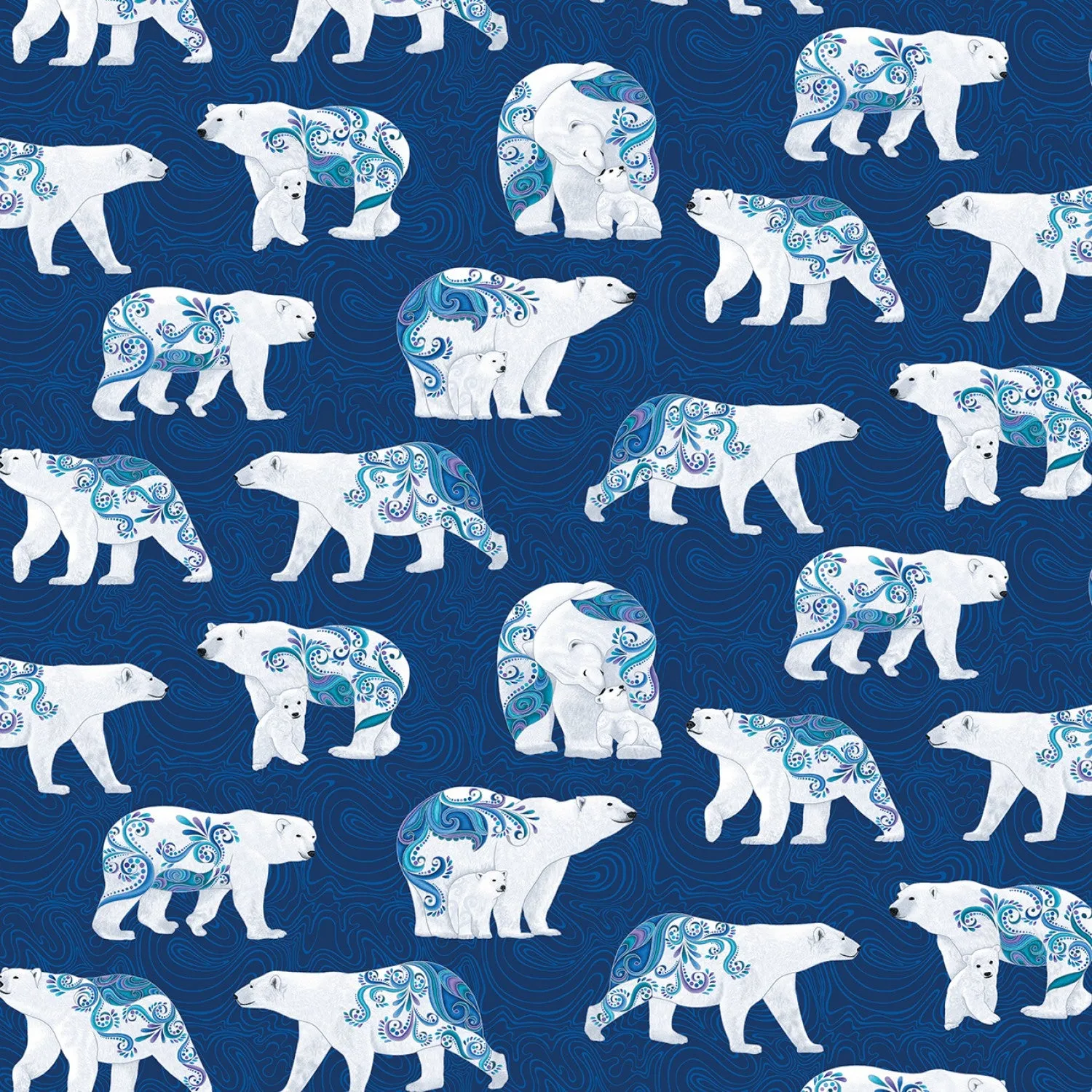 Polar Attitude Fat Quarter Box w/Pearlescent by Ann Lauer for Benartex (80pcs)