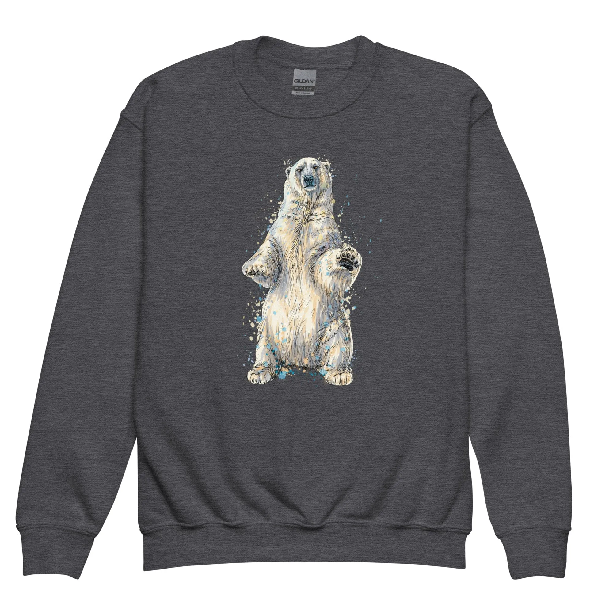 "Watercolor Polar Bear" Polar Bear Sweatshirt (Youth/Kids)