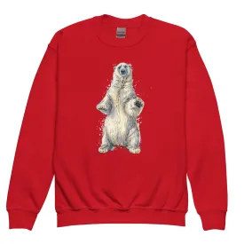 "Watercolor Polar Bear" Polar Bear Sweatshirt (Youth/Kids)