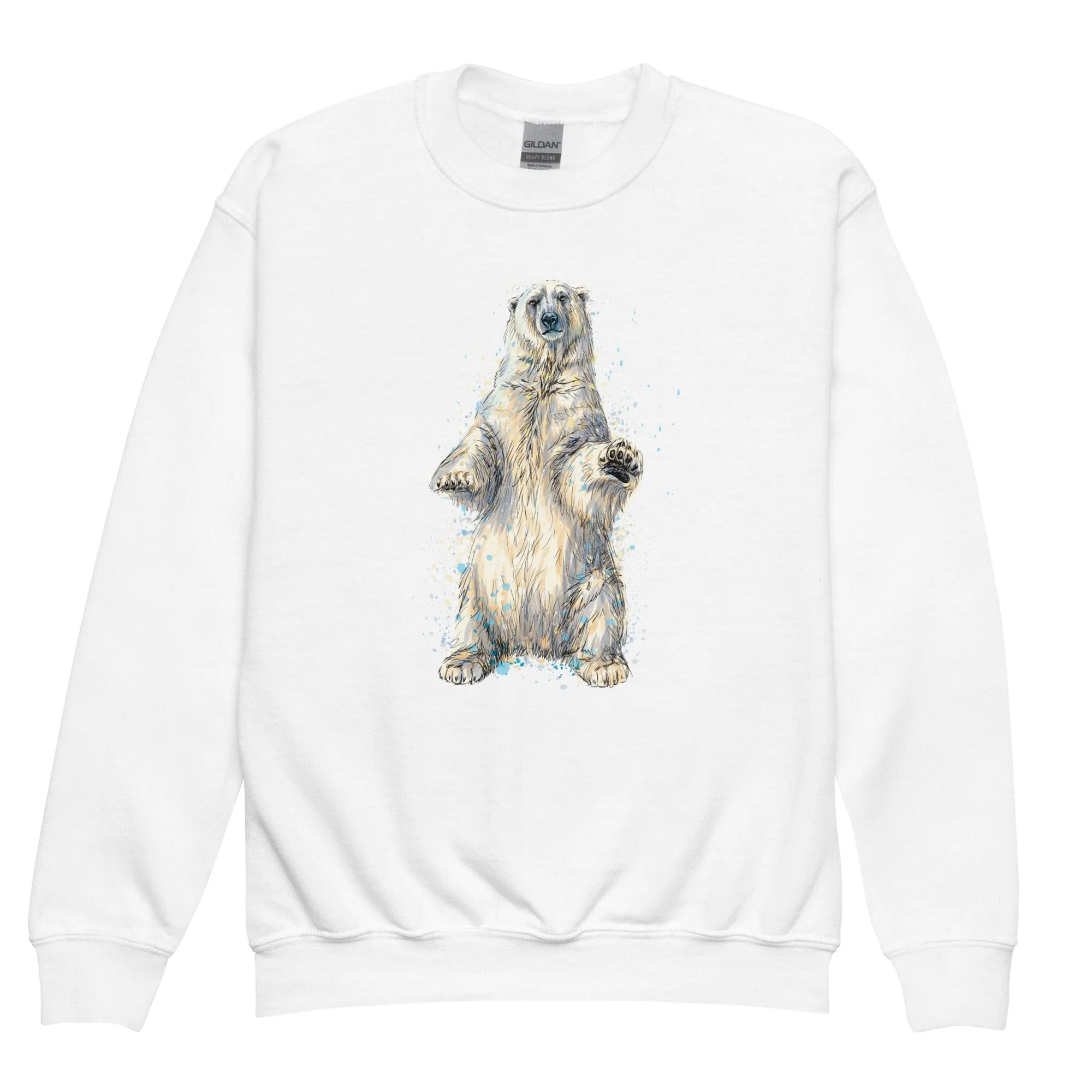 "Watercolor Polar Bear" Polar Bear Sweatshirt (Youth/Kids)