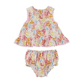 Rainbow Floral Pinafore Set