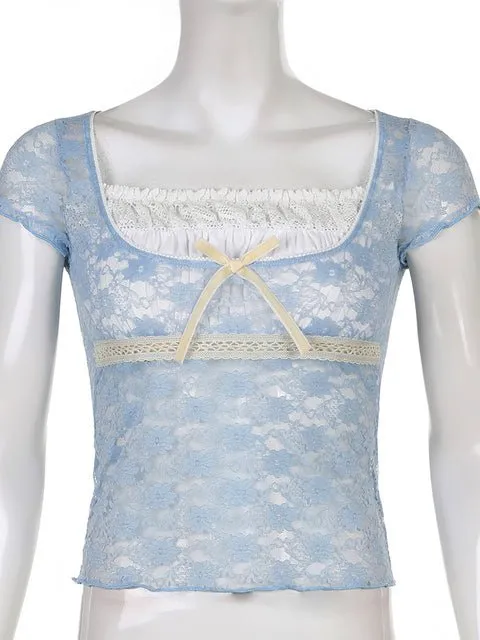 Rapcopter Lace Crop Top with Bow Top