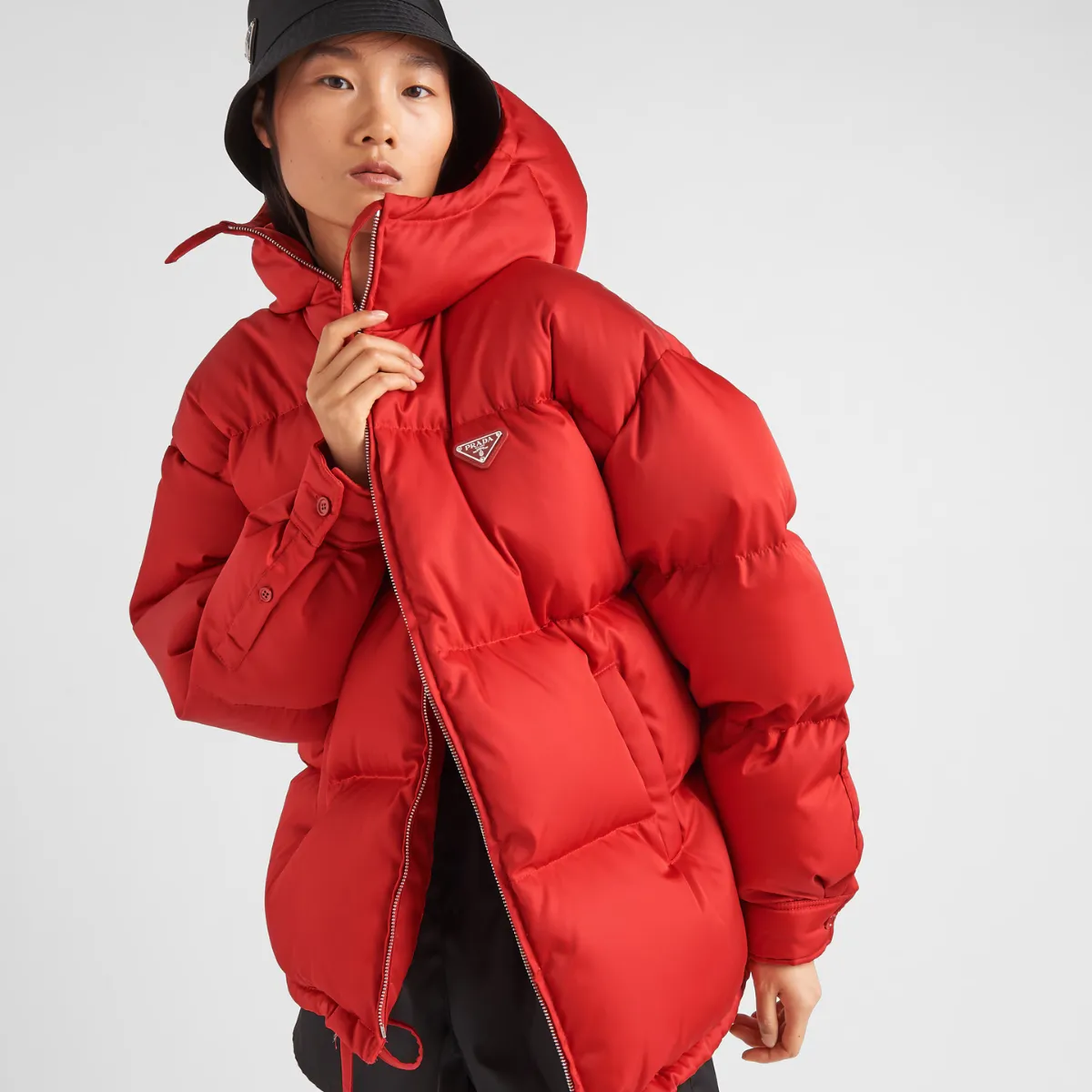 Re-Nylon hooded down jacket