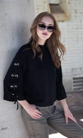 River   Sky Penny Lace Up Sleeve Sweatshirt