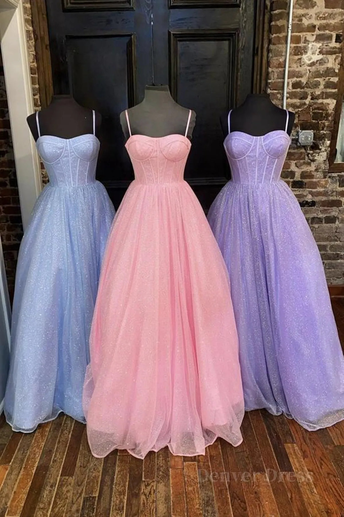 Shiny Tulle Open Back Long Prom Dress Long Tulle Formal Graduation Evening Dress