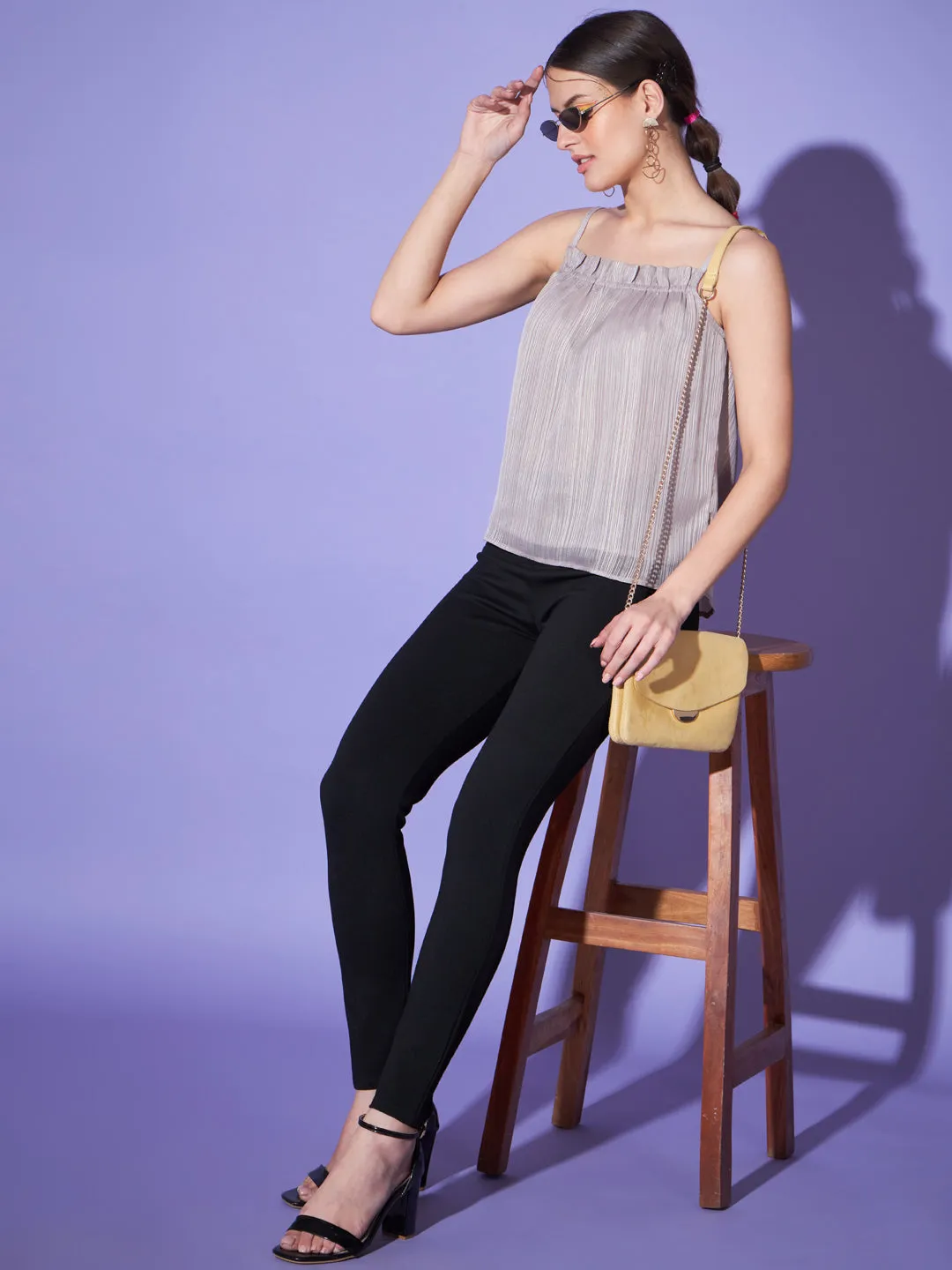 Shoulder Straps Striped Top