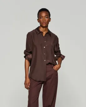 Silk Classic Shirt - Chocolate Brown