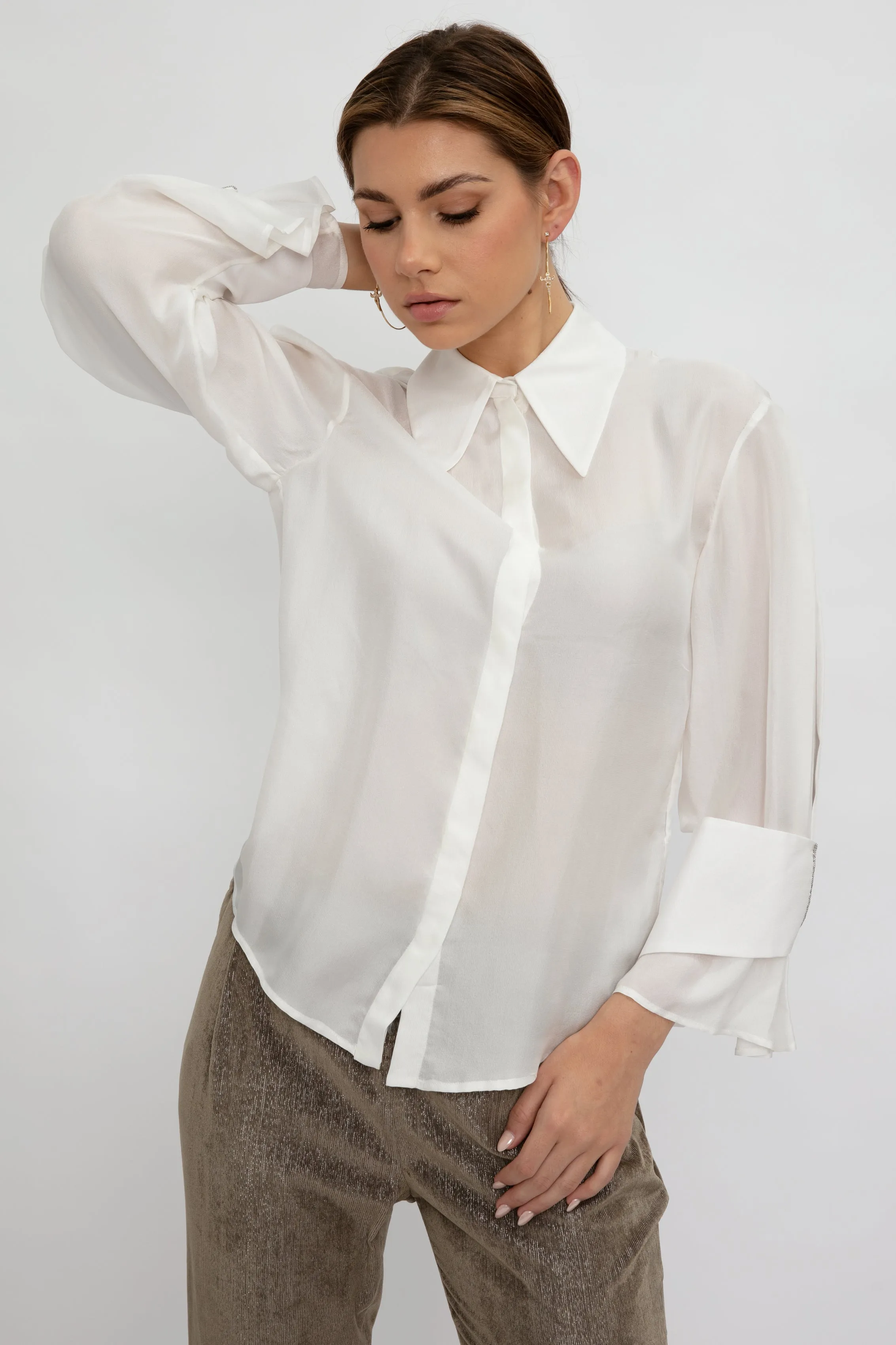 Silk Gauze Shirt in Raffia