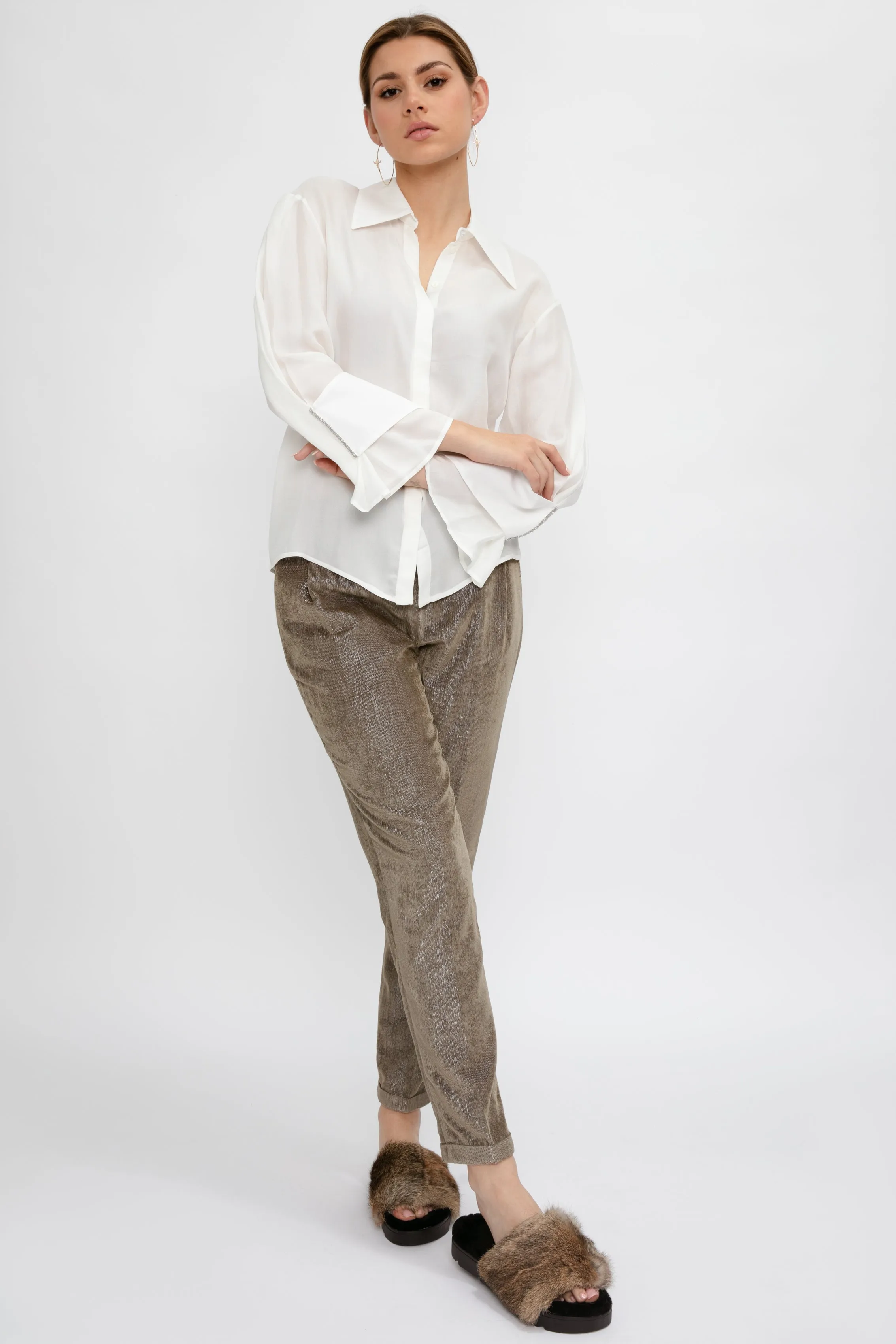 Silk Gauze Shirt in Raffia