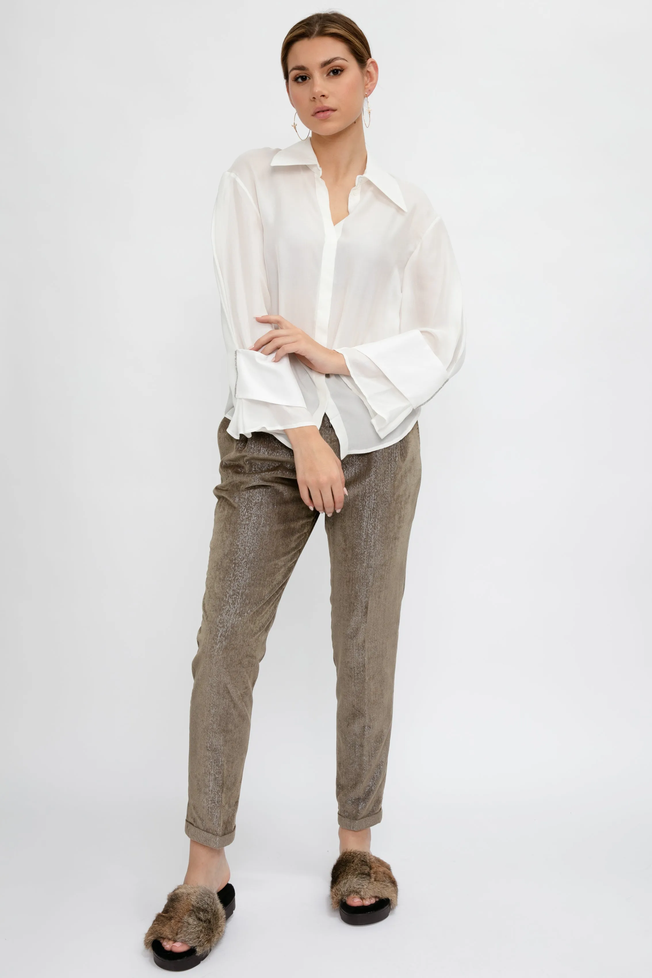 Silk Gauze Shirt in Raffia