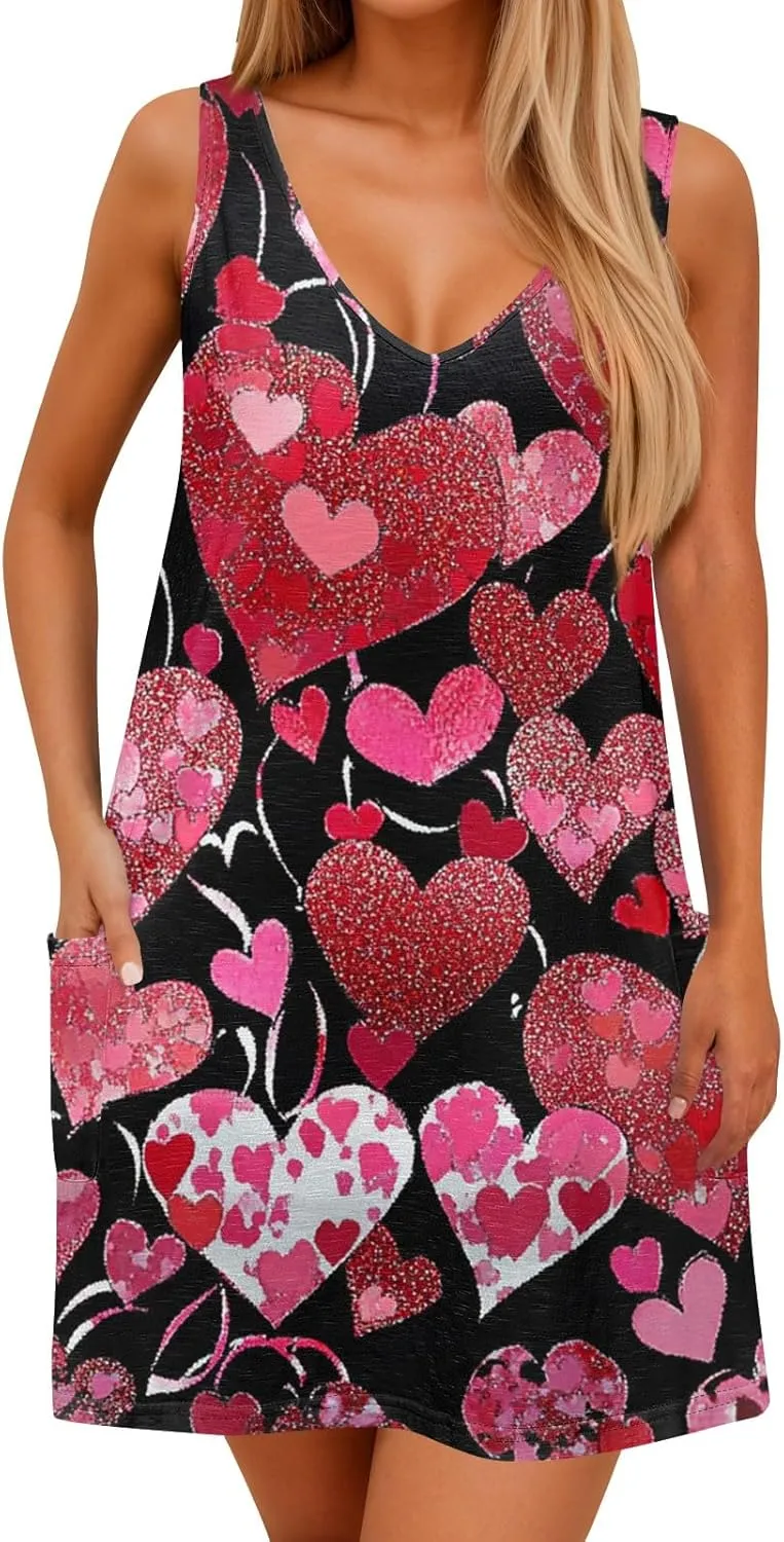 Summer Dresses for Women Vacation Casual Sundress Beach V Neck Dress with Pocket 2025 Sleeveless Swimsuit Coverup