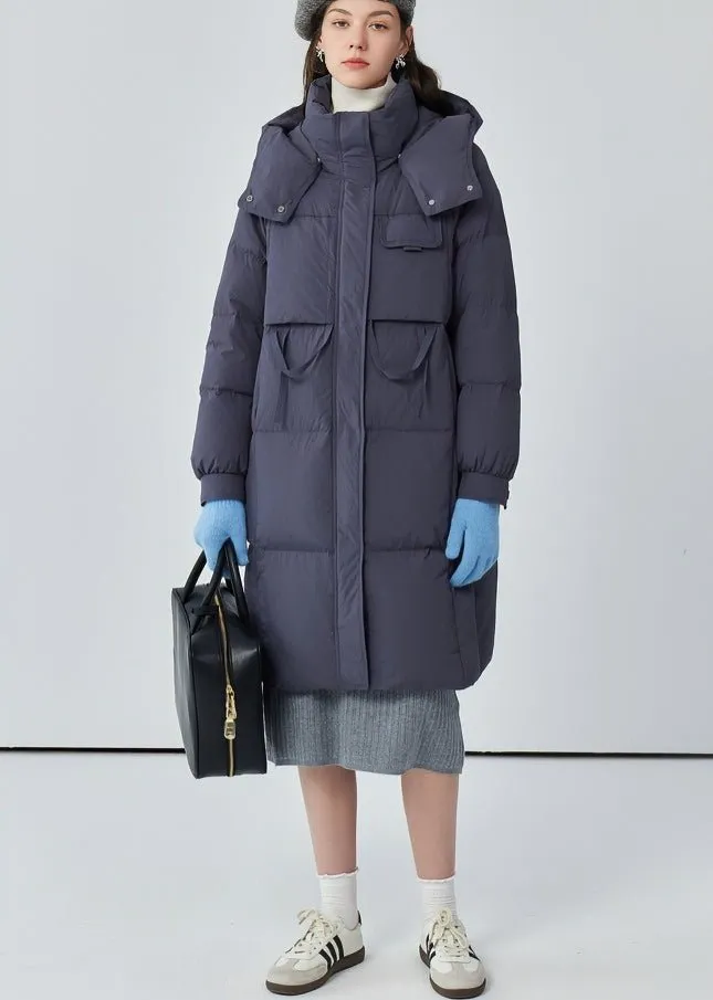 THICK HOODED LONG DOWN JACKET