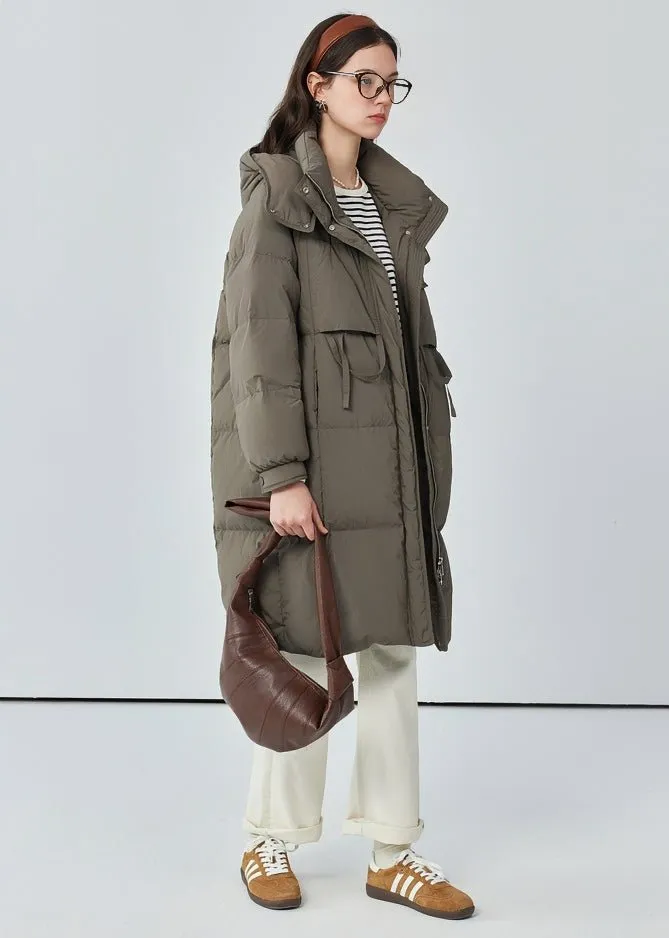 THICK HOODED LONG DOWN JACKET