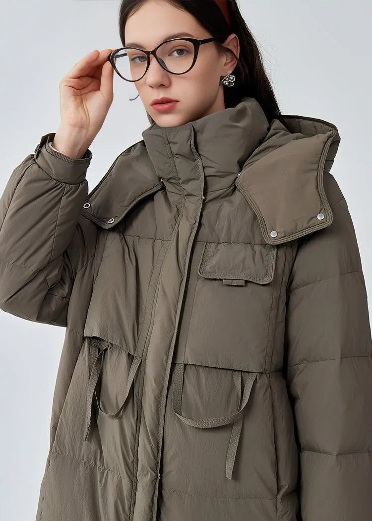 THICK HOODED LONG DOWN JACKET
