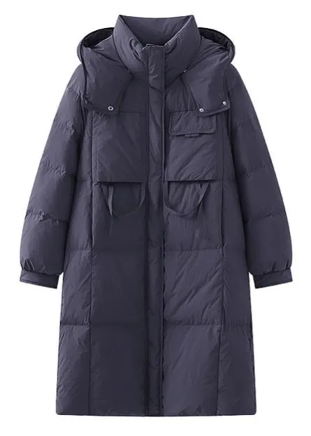THICK HOODED LONG DOWN JACKET