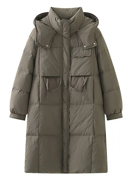 THICK HOODED LONG DOWN JACKET