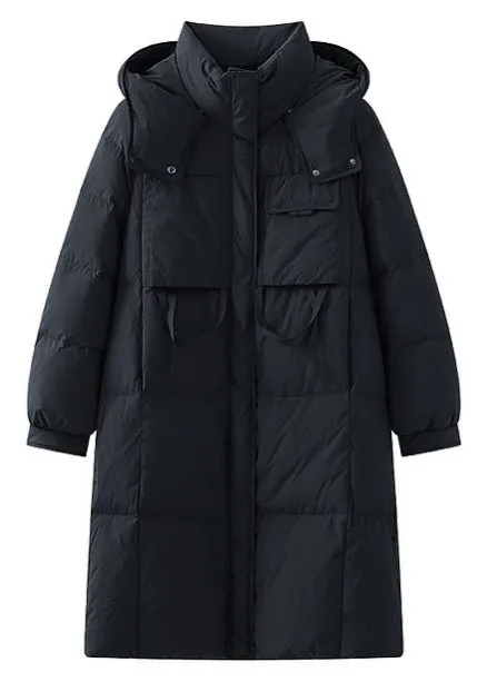 THICK HOODED LONG DOWN JACKET