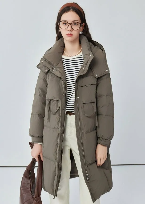 THICK HOODED LONG DOWN JACKET