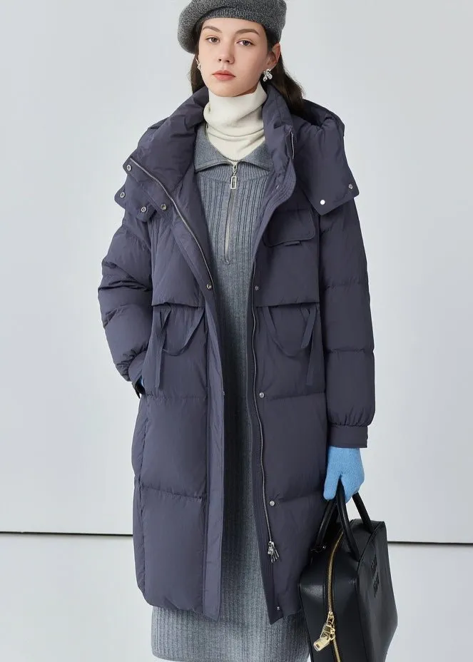 THICK HOODED LONG DOWN JACKET