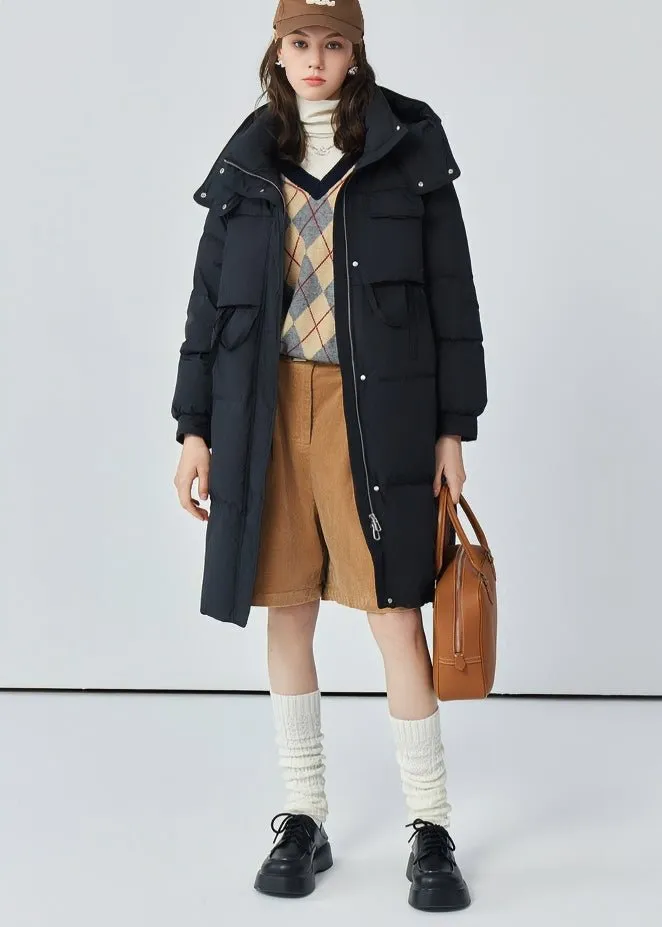 THICK HOODED LONG DOWN JACKET