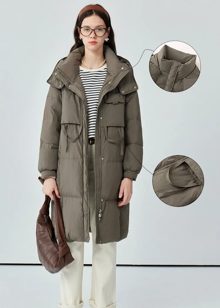 THICK HOODED LONG DOWN JACKET